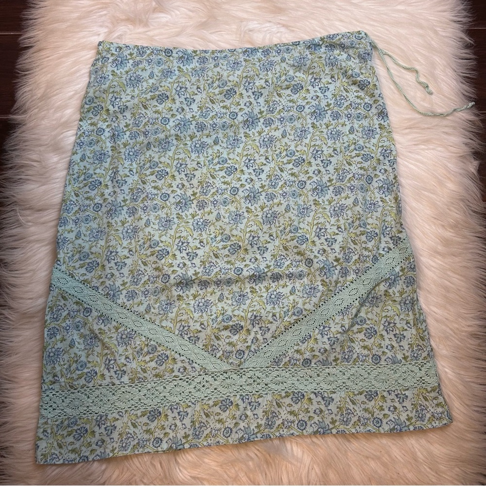 Abercrombie & Fitch Dainty Y2K Fairy Floral Midi Skirt Size 6 Blue Coquette Boho - Picture 4 of 7